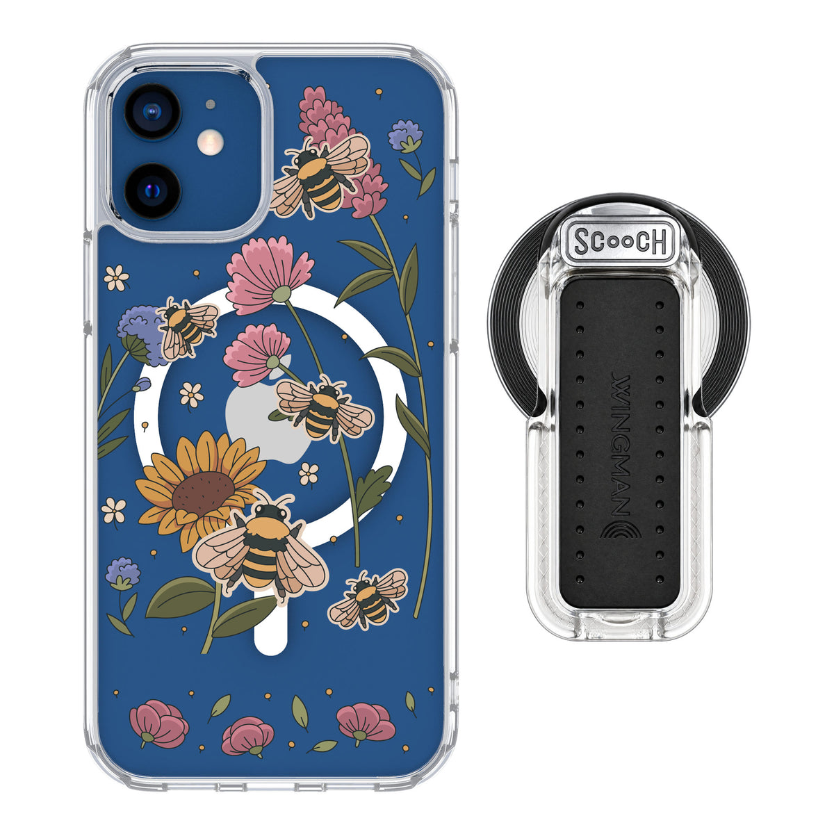 Scooch MagCase Bee Happy for iPhone 12 — MagSafe Wingback Bundle - Clear