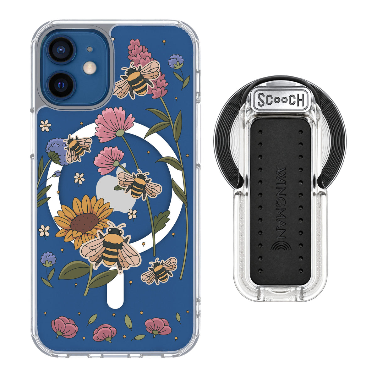 Scooch MagCase Bee Happy for iPhone 12 mini — MagSafe Wingback Bundle - Clear