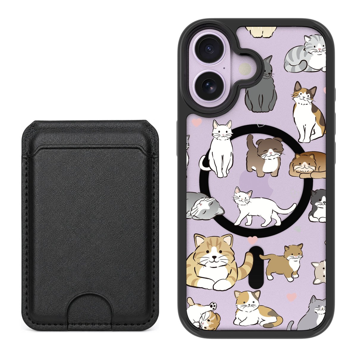 Scooch MagCase Cat Party for iPhone 17 — Black MagWallet Bundle