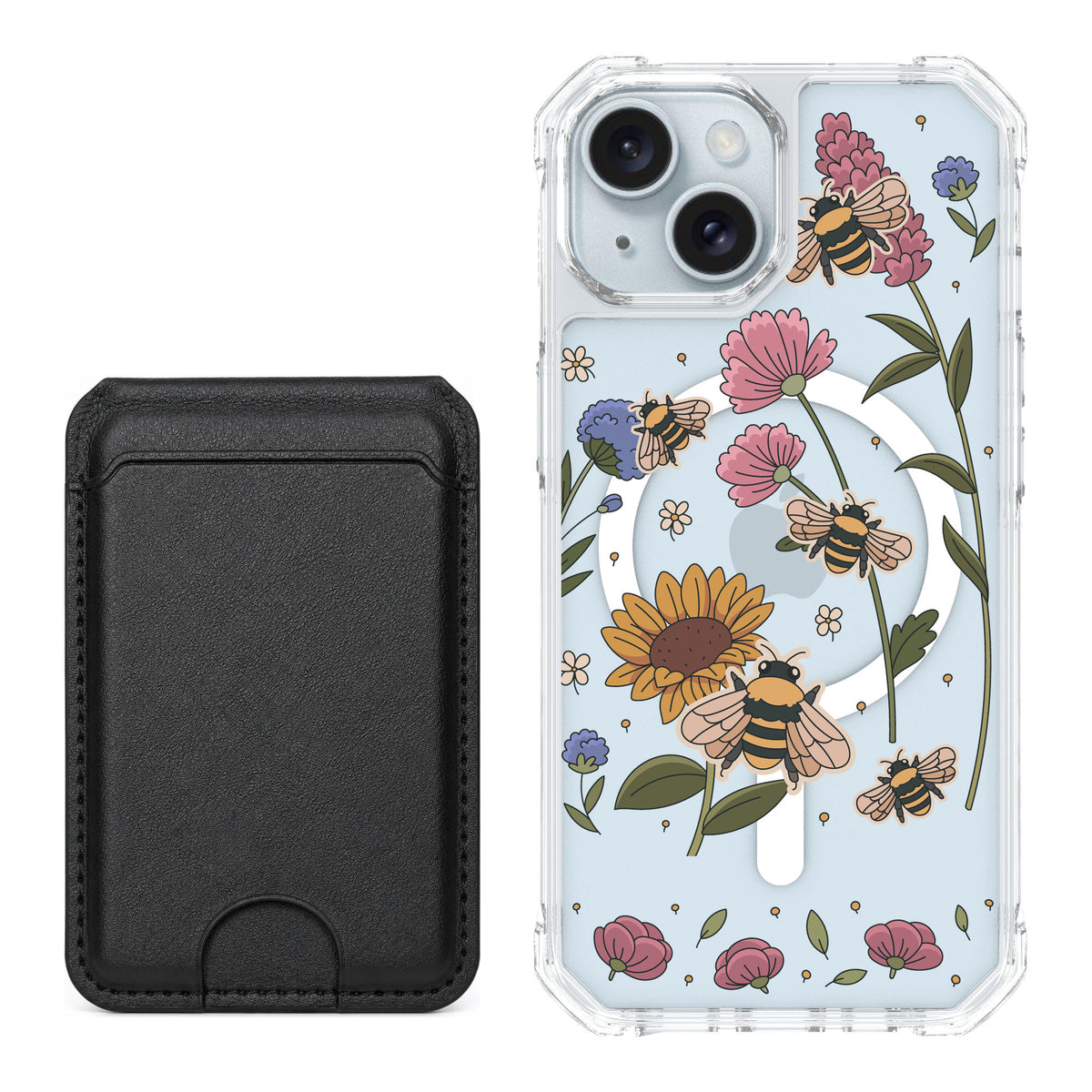 Scooch MagCase Bee Happy for iPhone 15 — Black MagWallet Bundle