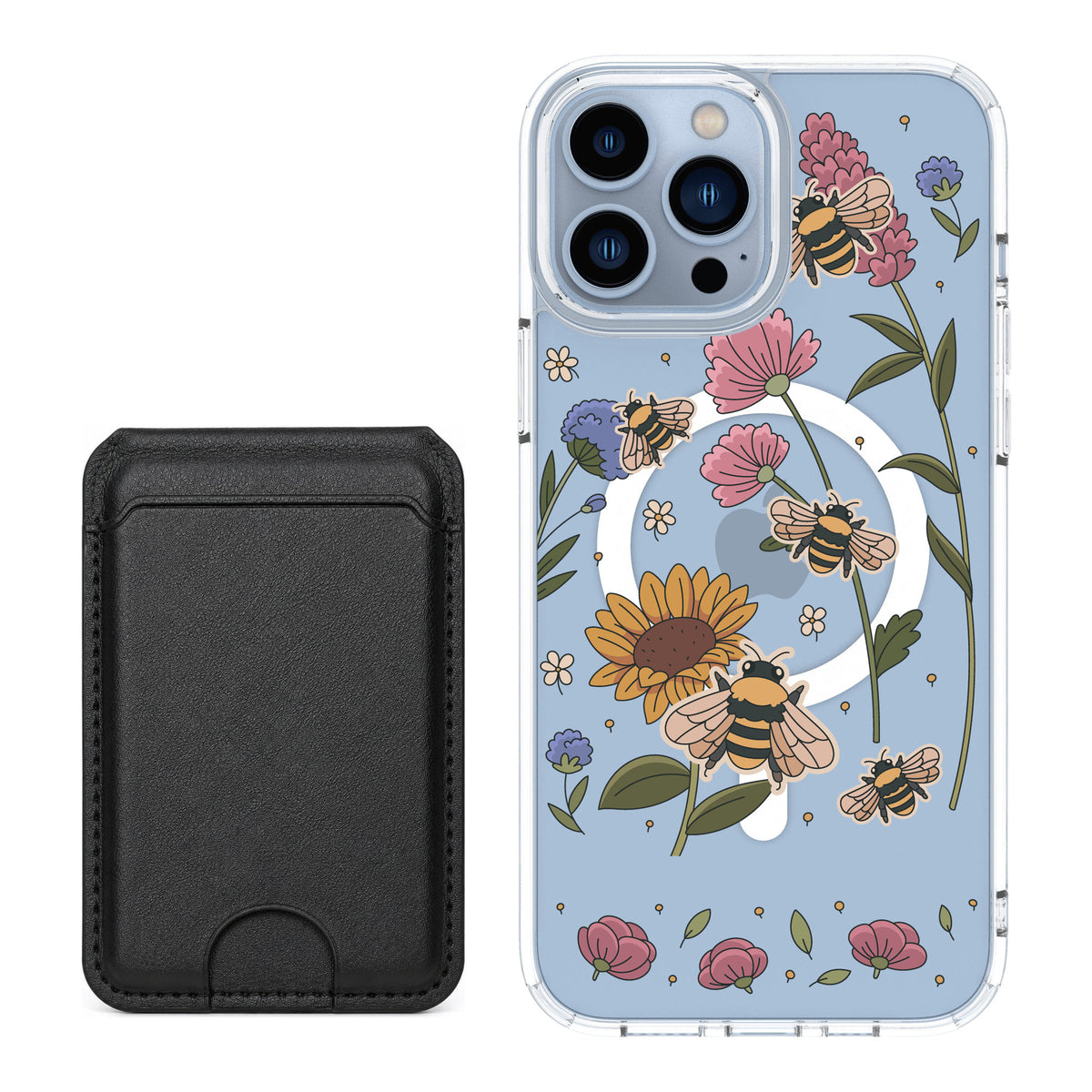 Scooch MagCase Bee Happy for iPhone 13 Pro Max — Black MagWallet Bundle