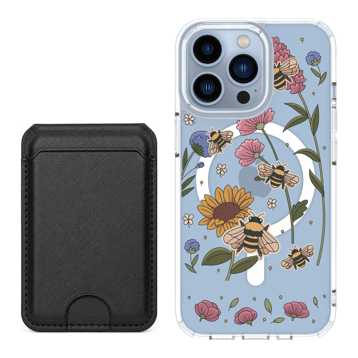 Scooch MagCase Bee Happy for iPhone 13 Pro — Black MagWallet Bundle