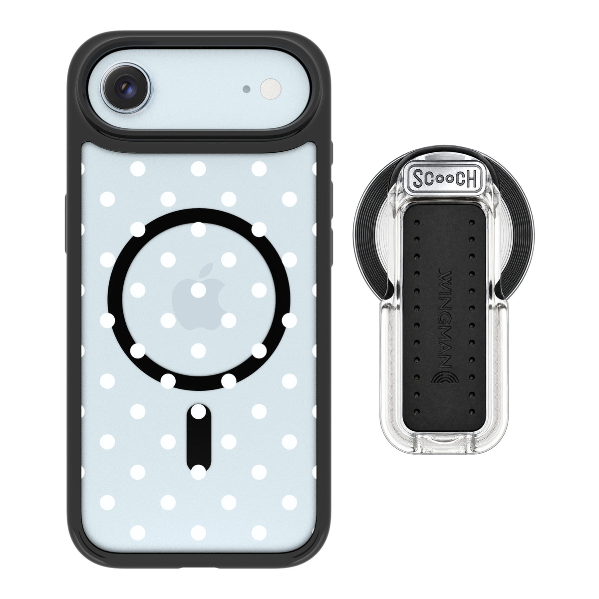 Scooch MagCase Polka Dots for iPhone Air — MagSafe Wingback Bundle - Clear