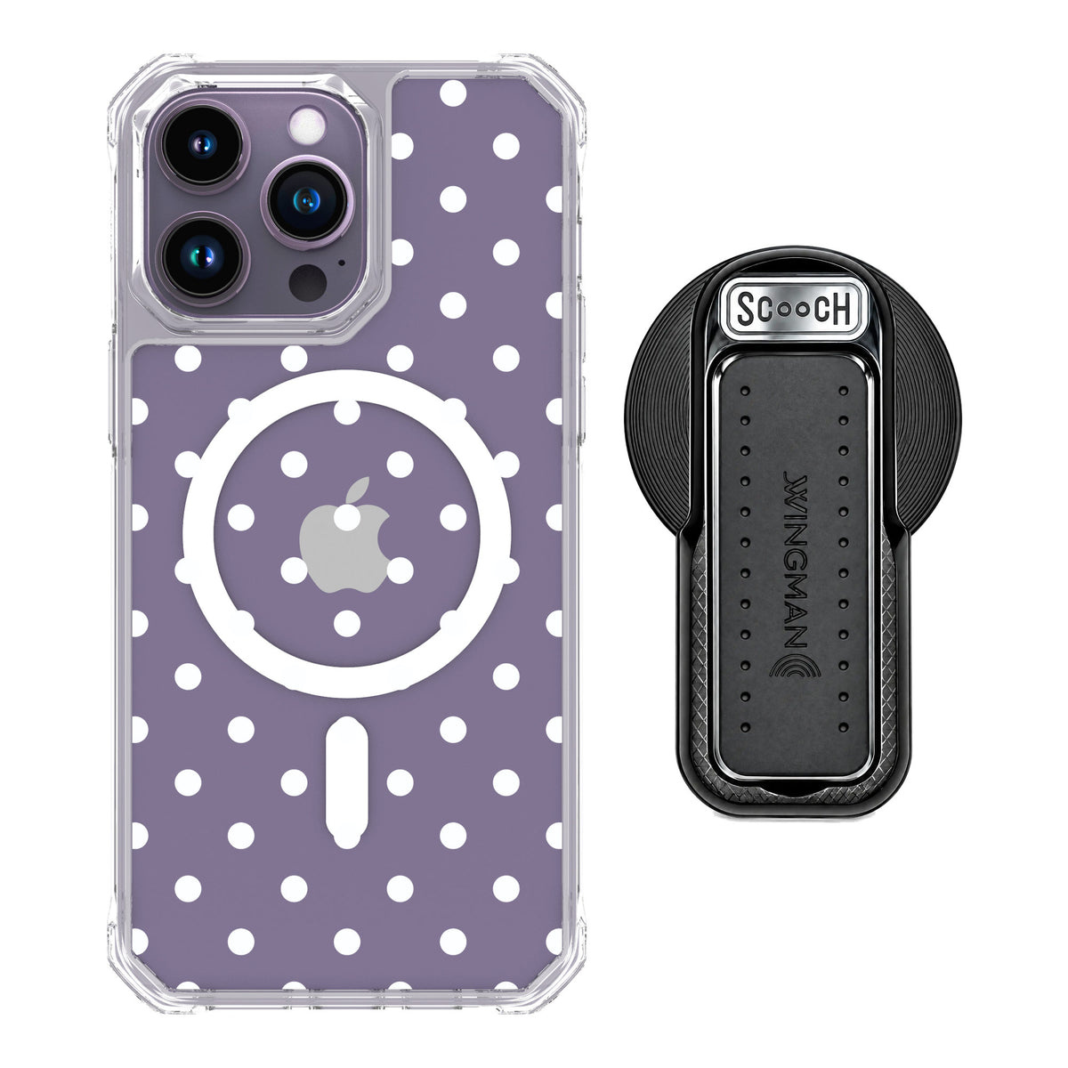Scooch MagCase Polka Dots for iPhone 14 Pro Max — MagSafe Wingback Bundle - Black