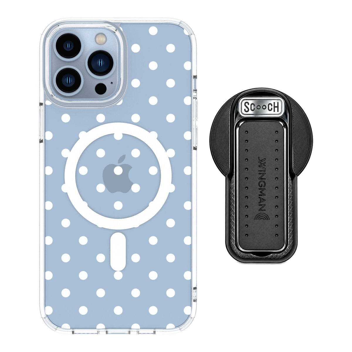Scooch MagCase Polka Dots for iPhone 13 Pro Max — MagSafe Wingback Bundle - Black