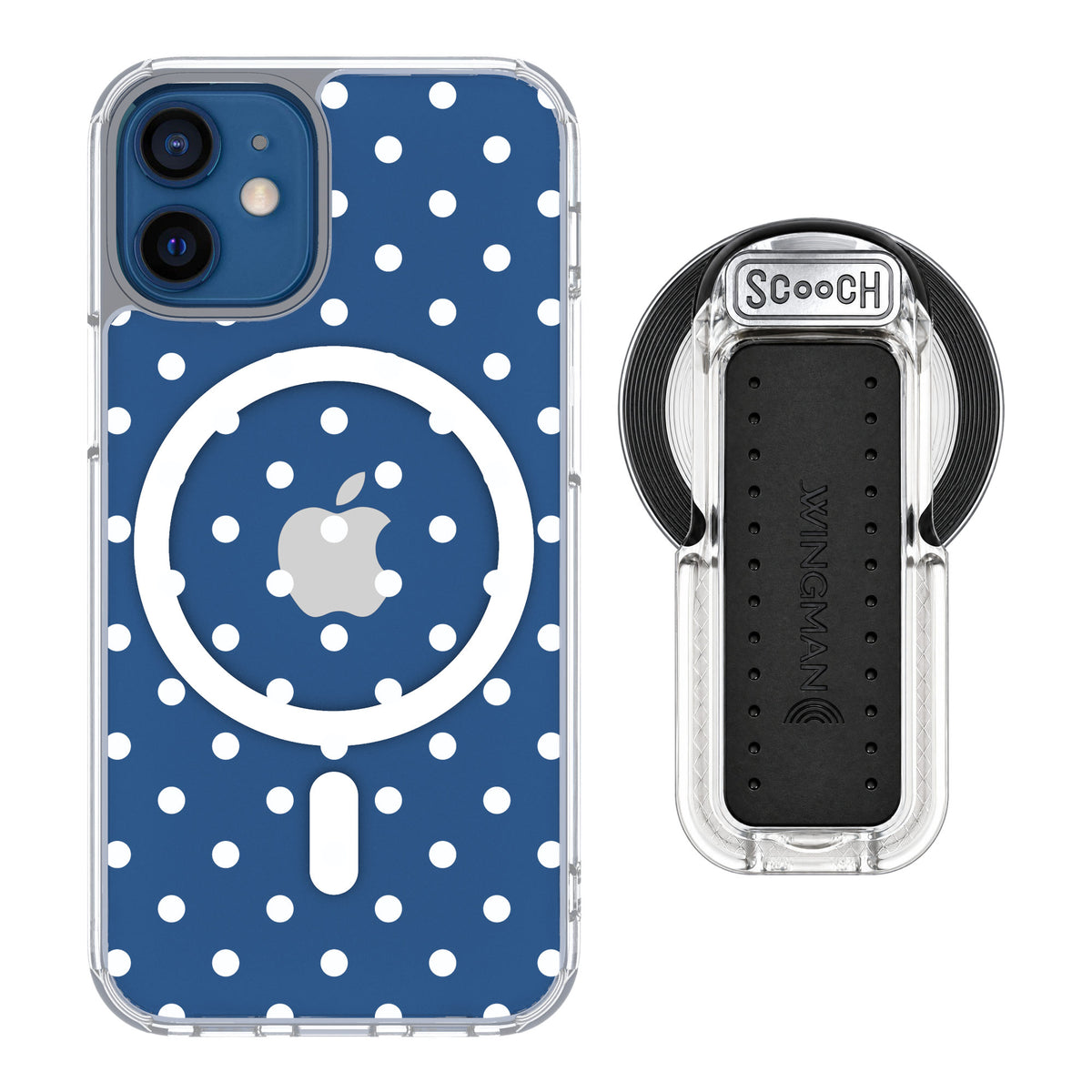 Scooch MagCase Polka Dots for iPhone 12 mini — MagSafe Wingback Bundle - Clear