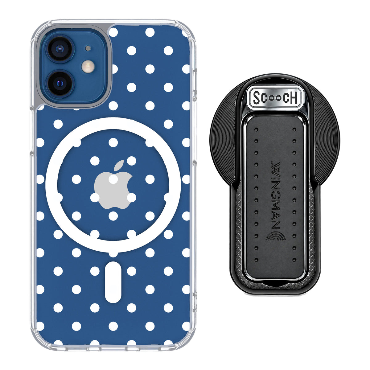 Scooch MagCase Polka Dots for iPhone 12 mini — MagSafe Wingback Bundle - Black