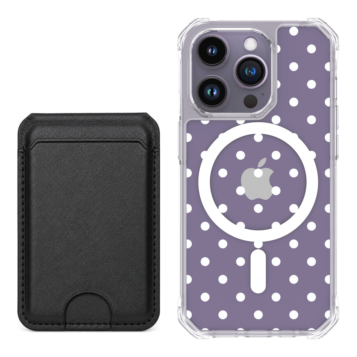 Scooch MagCase Polka Dots for iPhone 14 Pro — Black MagWallet Bundle