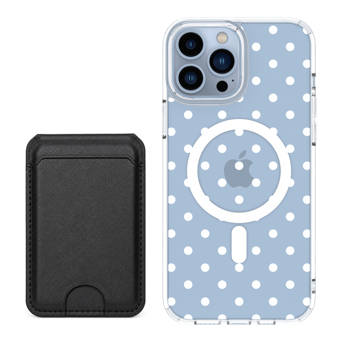 Scooch MagCase Polka Dots for iPhone 13 Pro Max — Black MagWallet Bundle