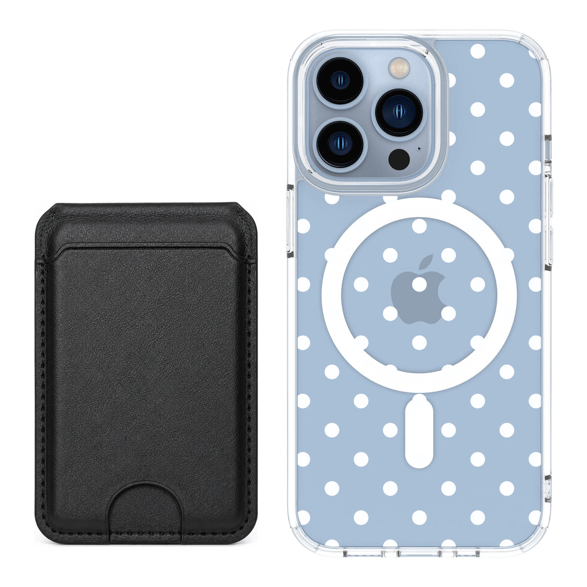 Scooch MagCase Polka Dots for iPhone 13 Pro — Black MagWallet Bundle