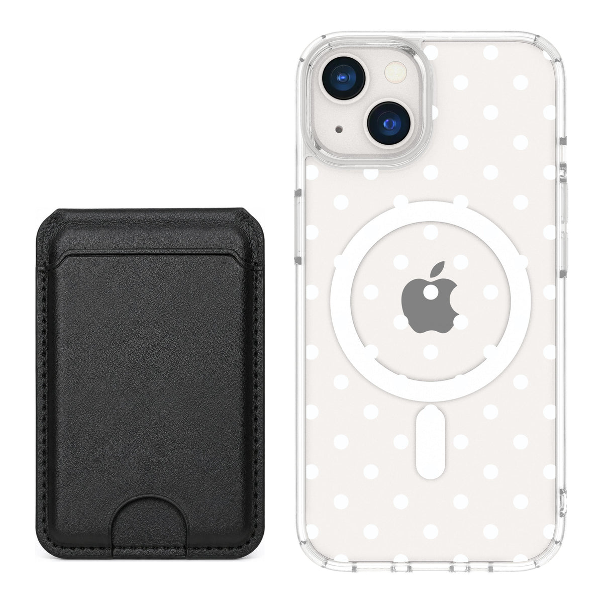 Scooch MagCase Polka Dots for iPhone 13 — Black MagWallet Bundle