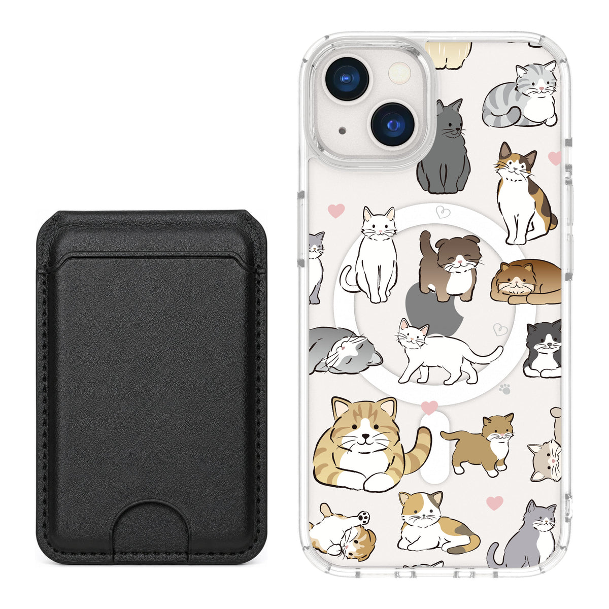 Scooch MagCase Cat Party for iPhone 13 — Black MagWallet Bundle