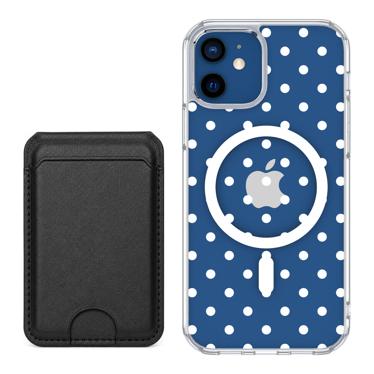 Scooch MagCase Polka Dots for iPhone 12 — Black MagWallet Bundle