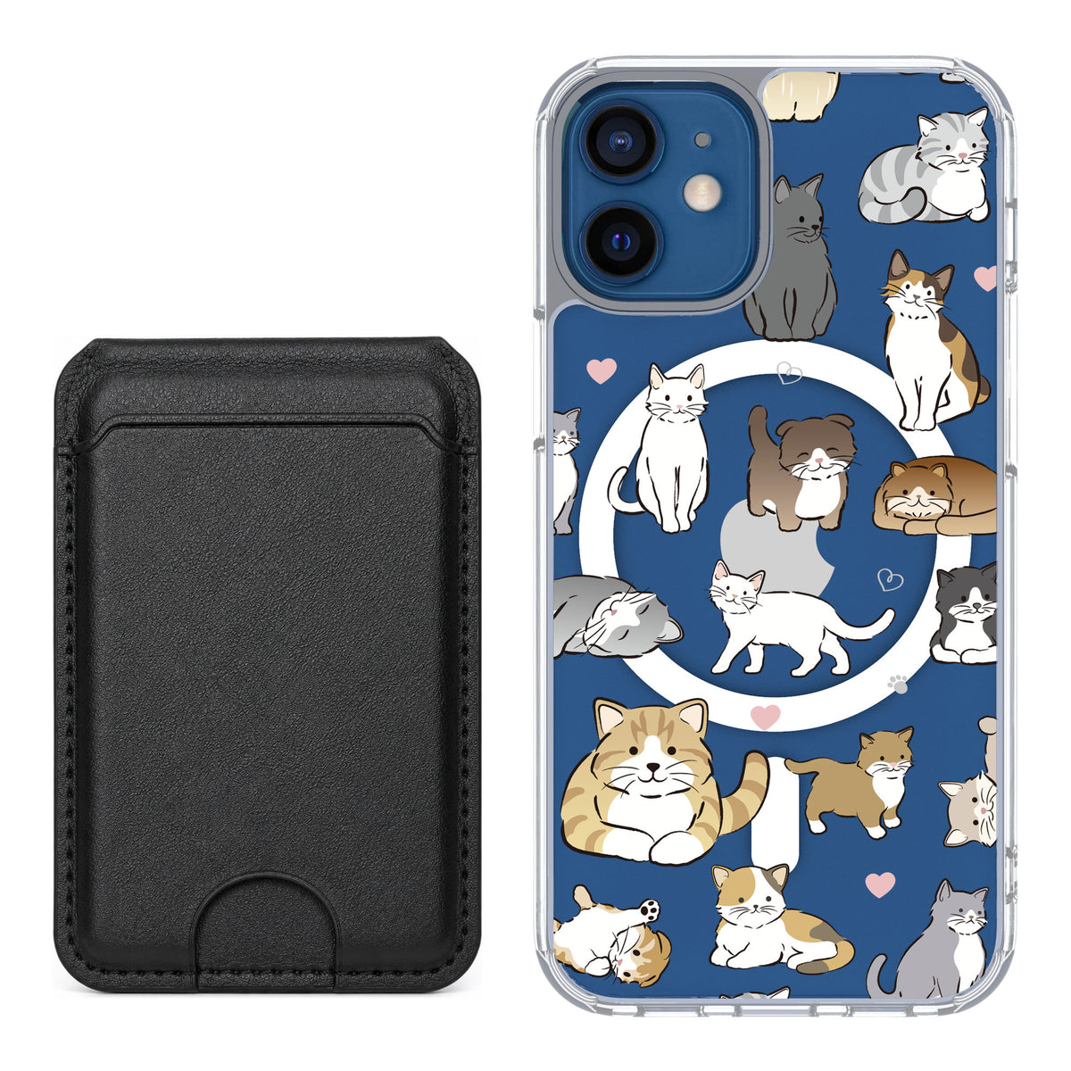Scooch MagCase Cat Party for iPhone 12 mini — Black MagWallet Bundle