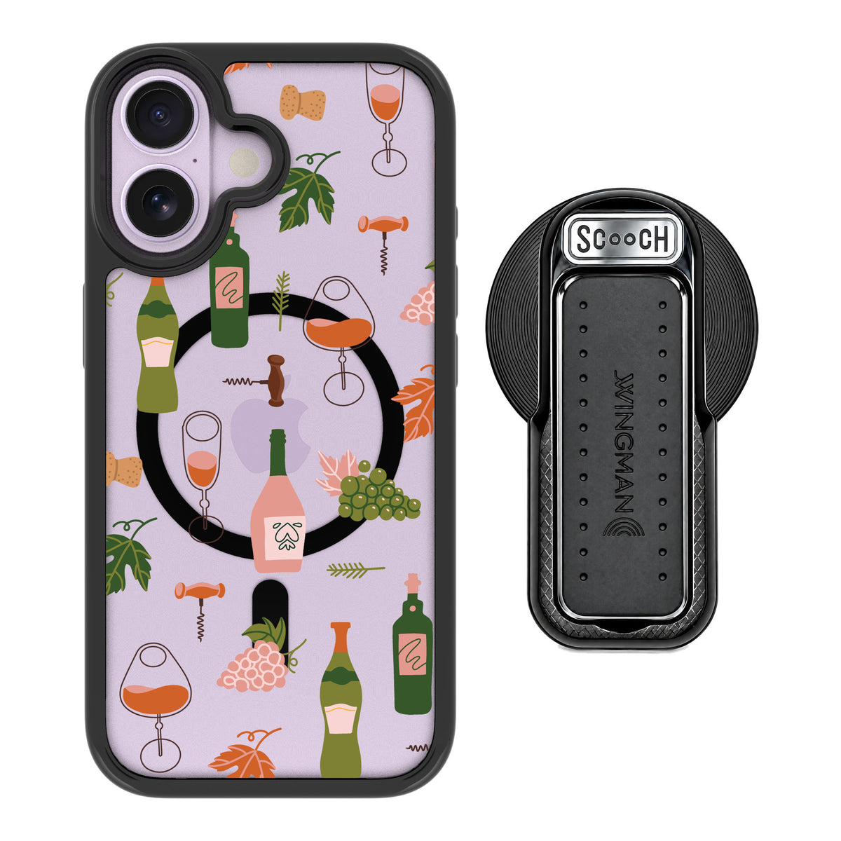 Scooch MagCase Vino Vibes for iPhone 17 — MagSafe Wingback Bundle - Black