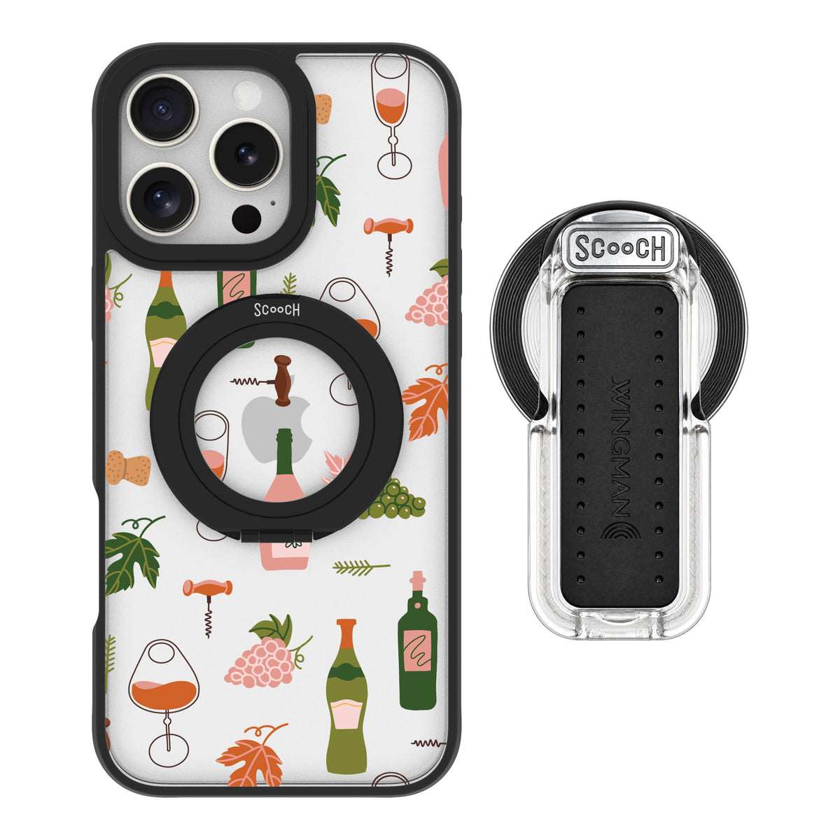 Scooch MagCase Vino Vibes for iPhone 16 Pro Max — MagSafe Wingback Bundle - Clear