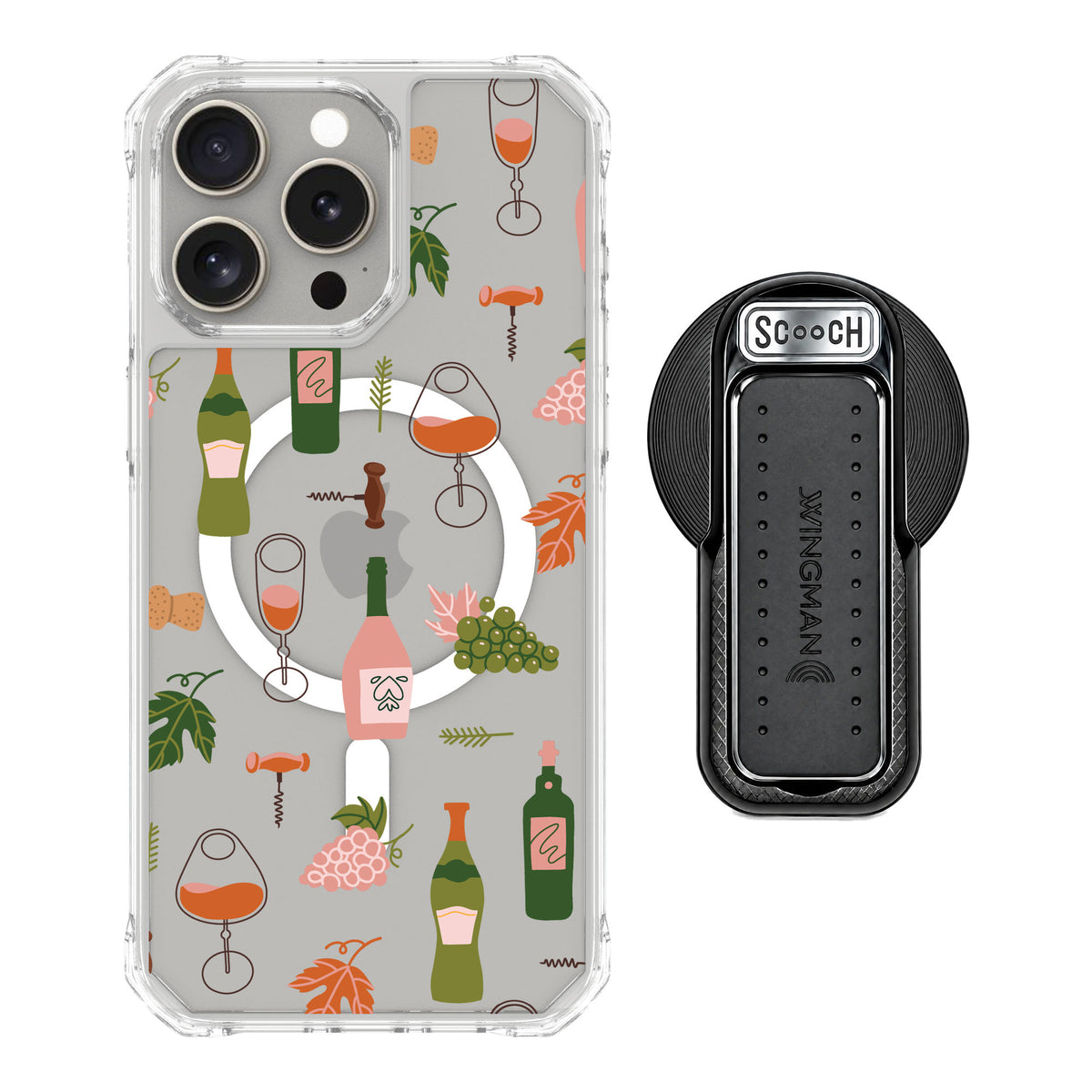 Scooch MagCase Vino Vibes for iPhone 15 Pro Max — MagSafe Wingback Bundle - Black
