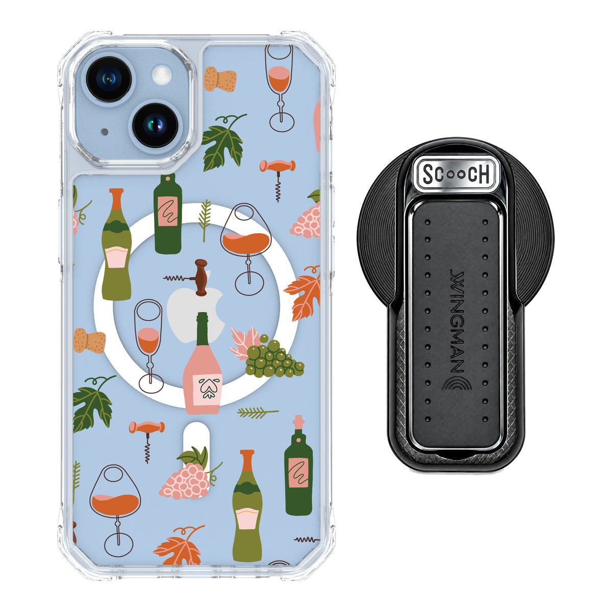 Scooch MagCase Vino Vibes for iPhone 14 — MagSafe Wingback Bundle - Black