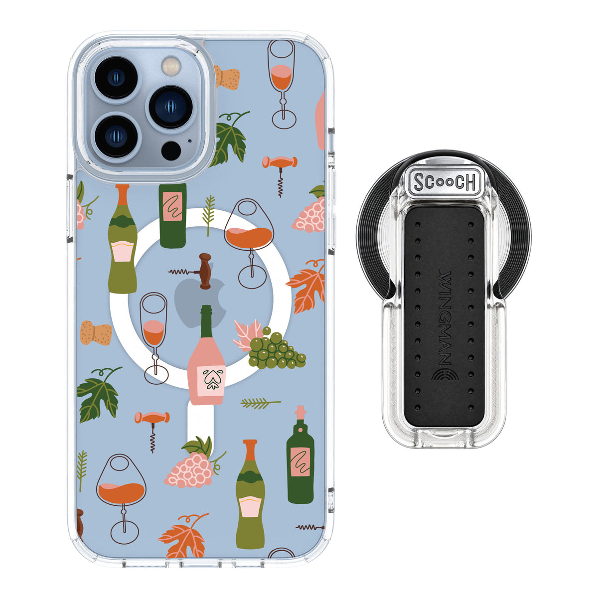 Scooch MagCase Vino Vibes for iPhone 13 Pro Max — MagSafe Wingback Bundle - Clear