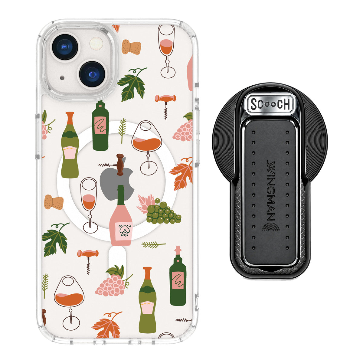 Scooch MagCase Vino Vibes for iPhone 13 — MagSafe Wingback Bundle - Black