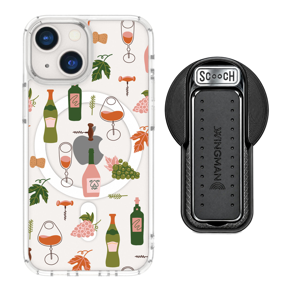 Scooch MagCase Vino Vibes for iPhone 13 mini — MagSafe Wingback Bundle - Black