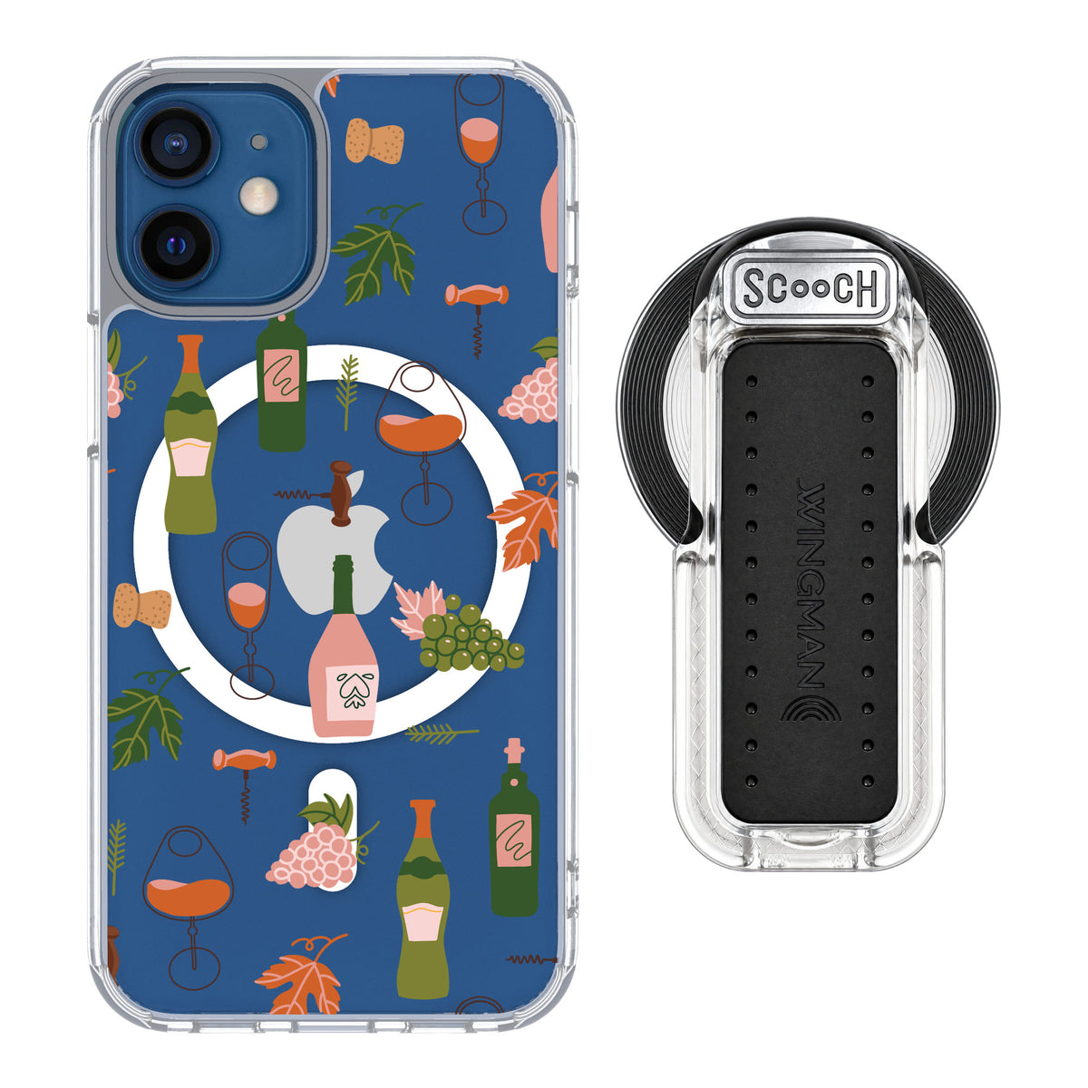 Scooch MagCase Vino Vibes for iPhone 12 mini — MagSafe Wingback Bundle - Clear