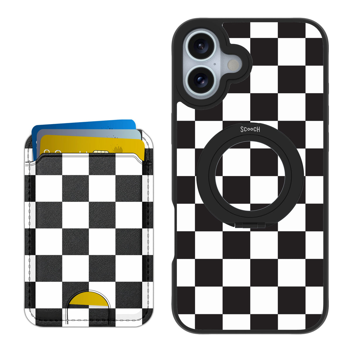Scooch MagCase Checkered for iPhone 16 Plus — Matching MagWallet Bundle