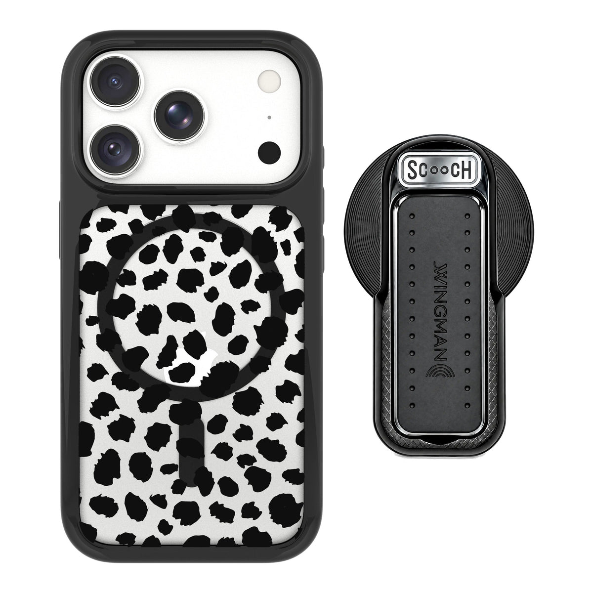 Scooch MagCase Black Leopard for iPhone 18 Pro Max — MagSafe Wingback Bundle - Black