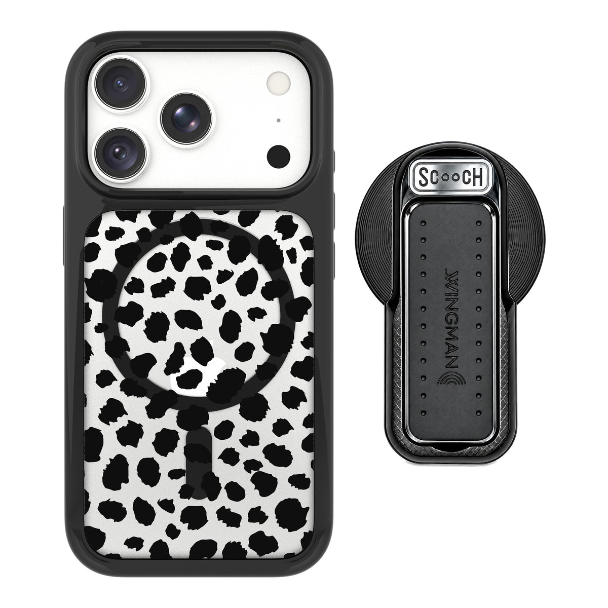 Scooch MagCase Black Leopard for iPhone 18 Pro — MagSafe Wingback Bundle - Black