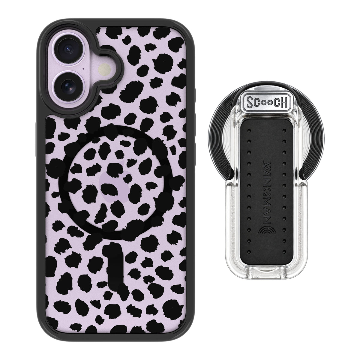 Scooch MagCase Black Leopard for iPhone 17 — MagSafe Wingback Bundle - Clear