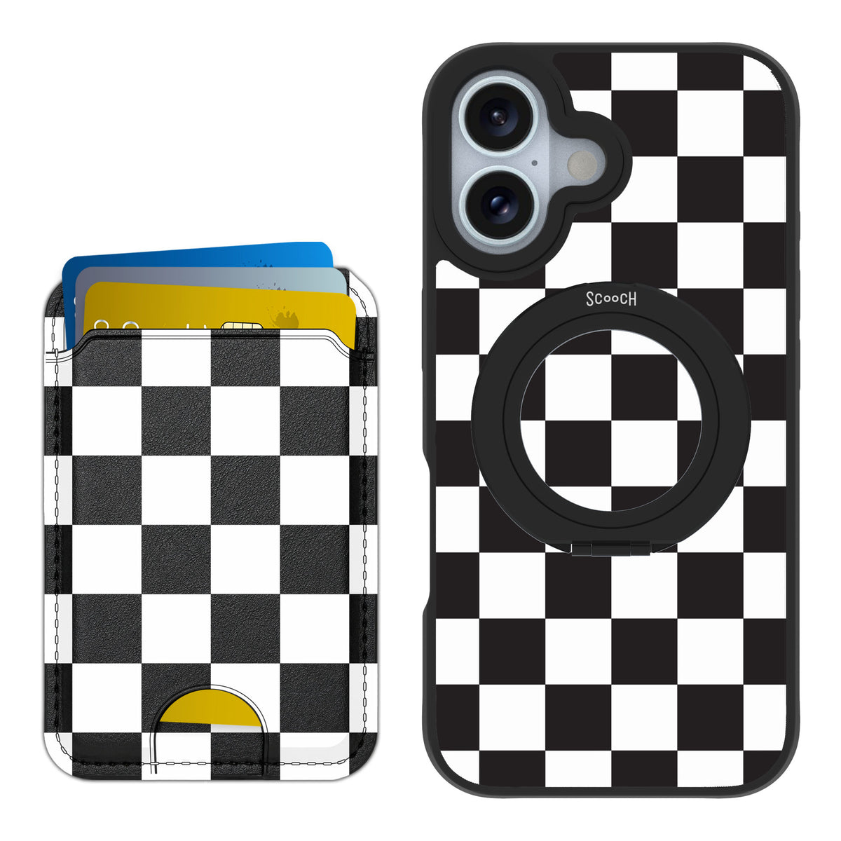 Scooch MagCase Checkered for iPhone 16 — Matching MagWallet Bundle