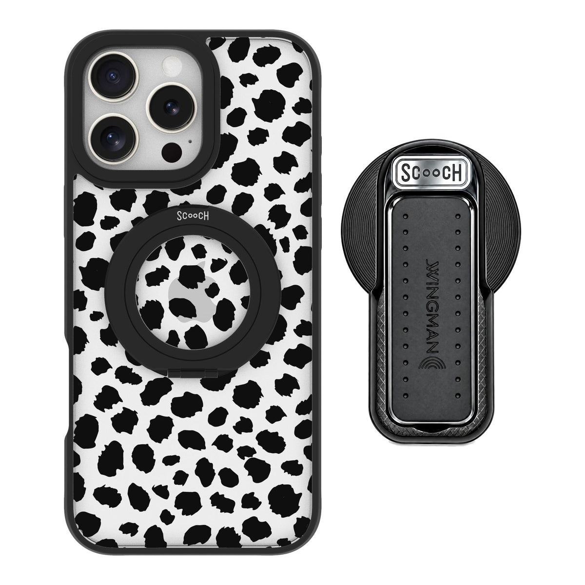 Scooch MagCase Black Leopard for iPhone 16 Pro Max — MagSafe Wingback Bundle - Black