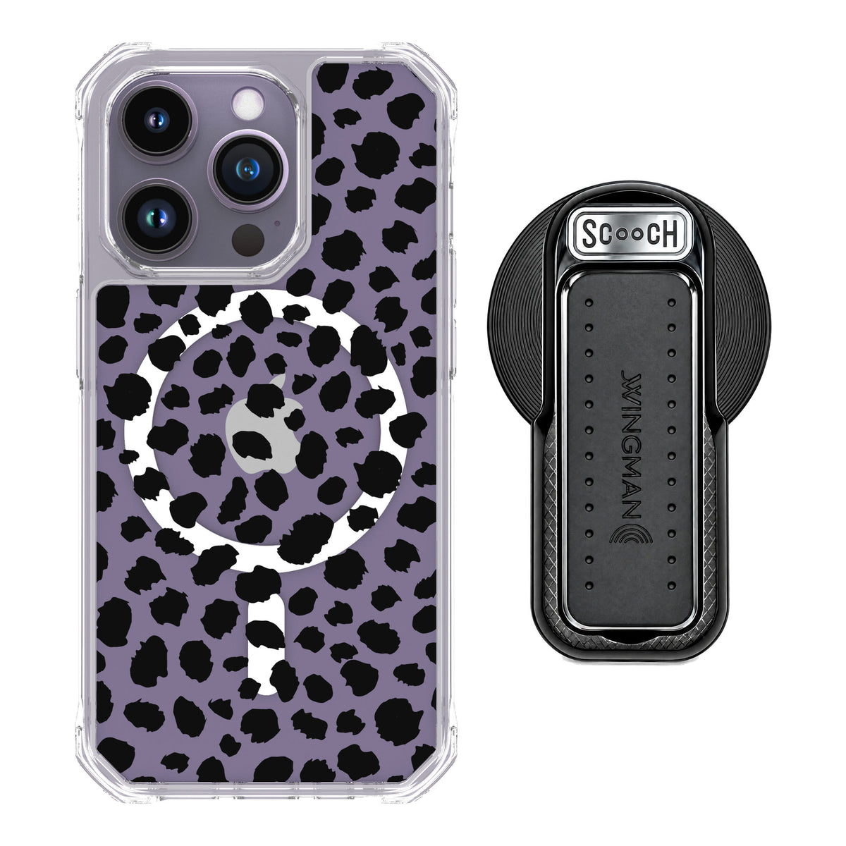 Scooch MagCase Black Leopard for iPhone 14 Pro — MagSafe Wingback Bundle - Black
