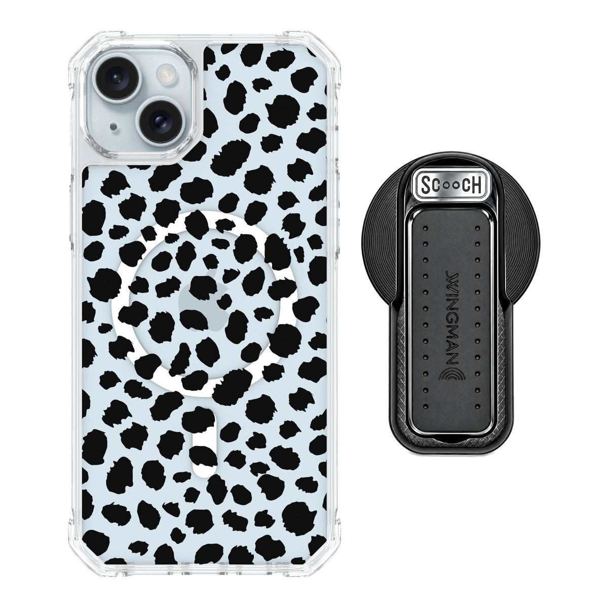 Scooch MagCase Black Leopard for iPhone 14 Plus — MagSafe Wingback Bundle - Black