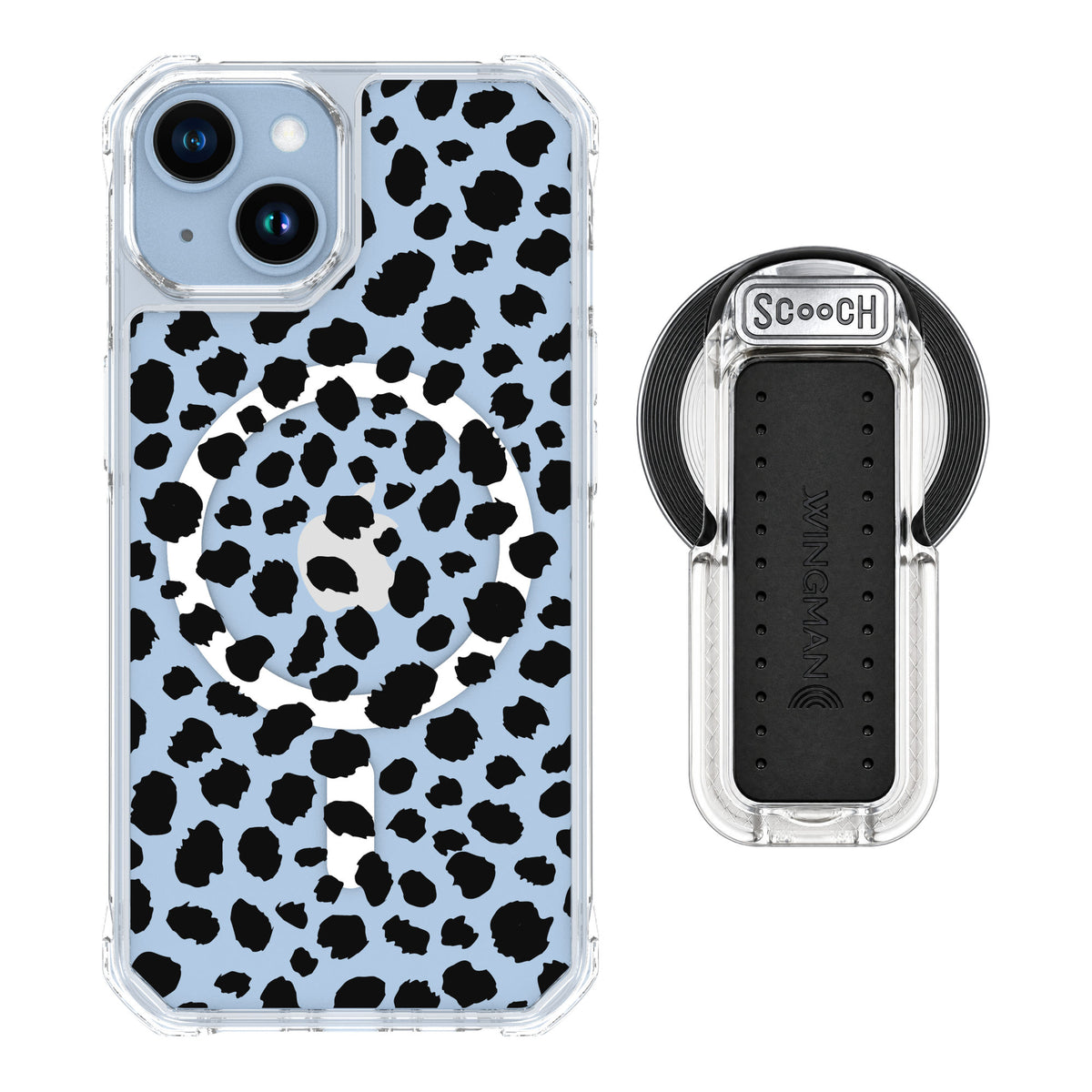 Scooch MagCase Black Leopard for iPhone 14 — MagSafe Wingback Bundle - Clear