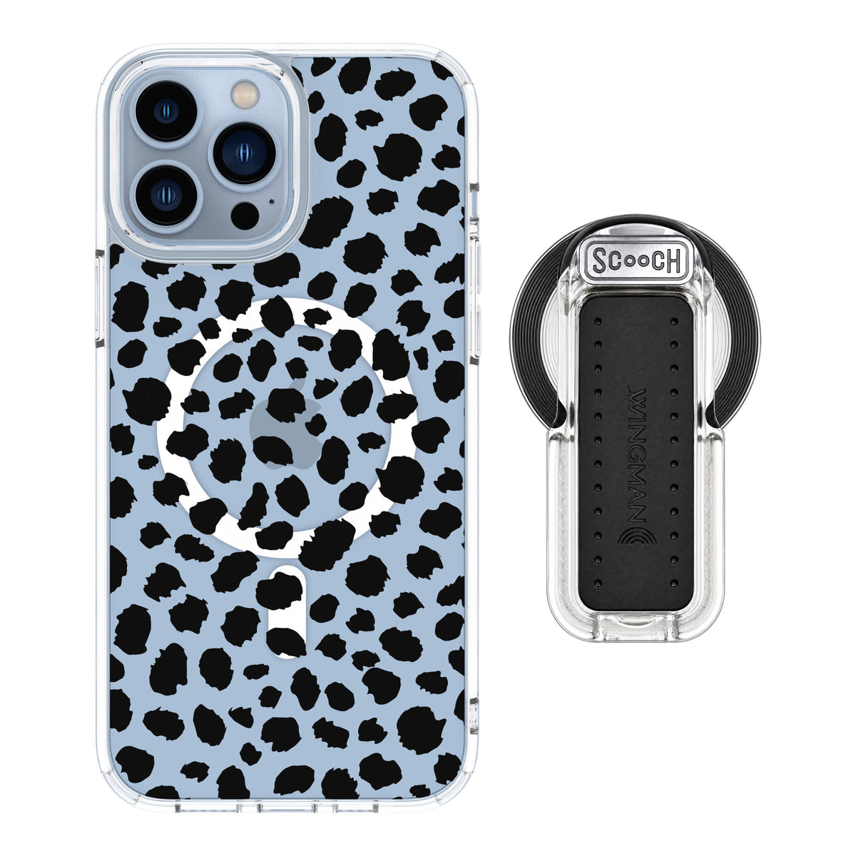Scooch MagCase Black Leopard for iPhone 13 Pro Max — MagSafe Wingback Bundle - Clear