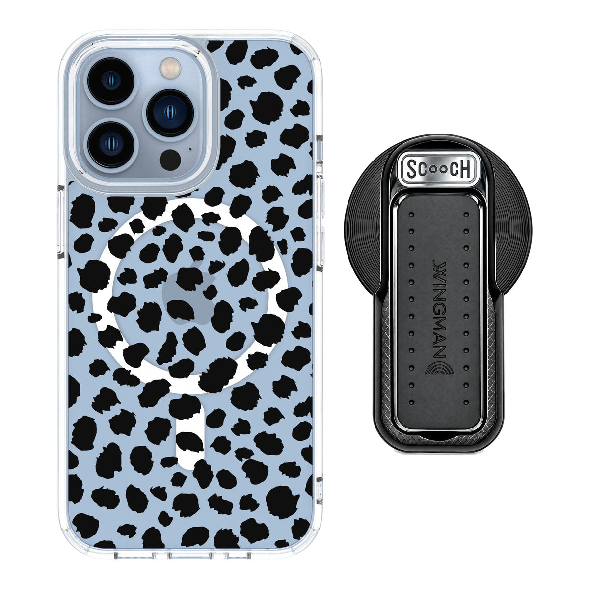 Scooch MagCase Black Leopard for iPhone 13 Pro — MagSafe Wingback Bundle - Black