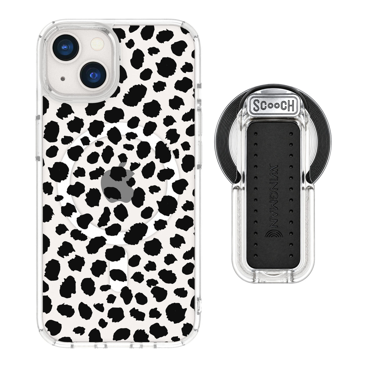 Scooch MagCase Black Leopard for iPhone 13 — MagSafe Wingback Bundle - Clear