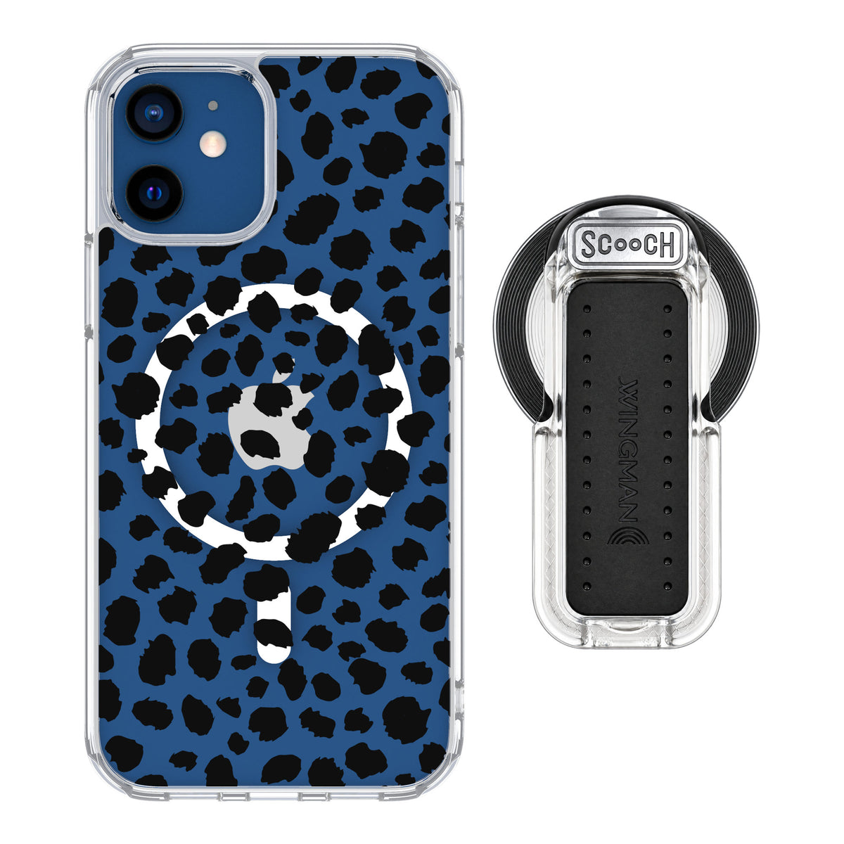 Scooch MagCase Black Leopard for iPhone 12 — MagSafe Wingback Bundle - Clear