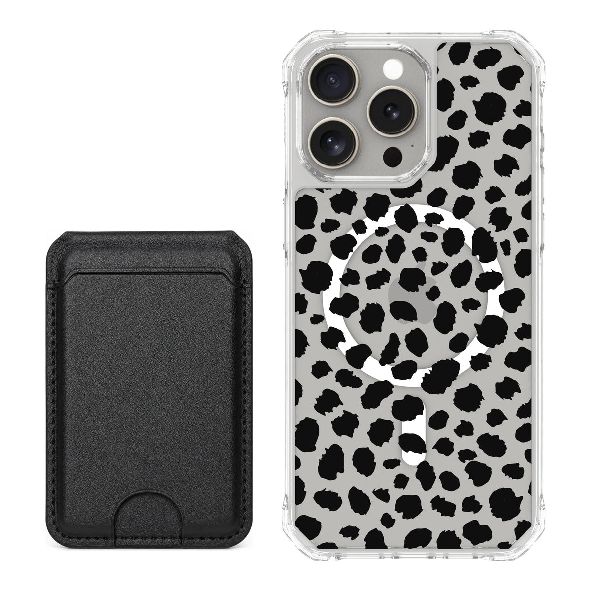 Scooch MagCase Black Leopard for iPhone 15 Pro Max — Black MagWallet Bundle