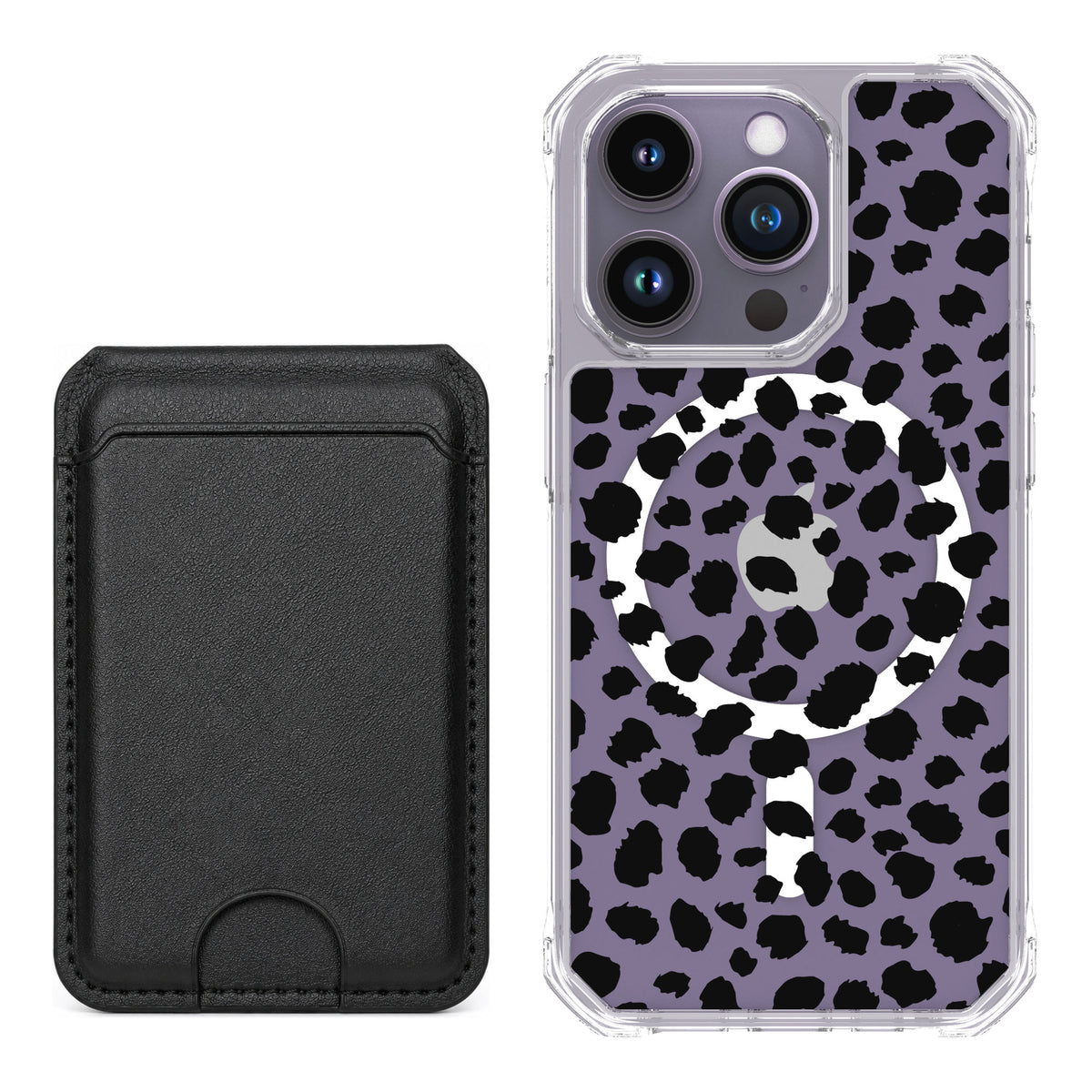 Scooch MagCase Black Leopard for iPhone 14 Pro — Black MagWallet Bundle