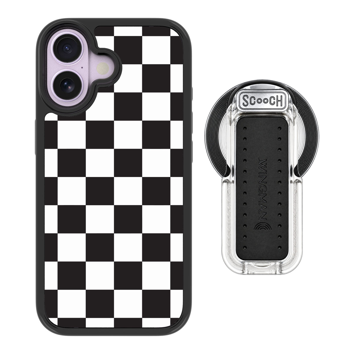 Scooch MagCase Checkered for iPhone 17 — MagSafe Wingback Bundle - Clear