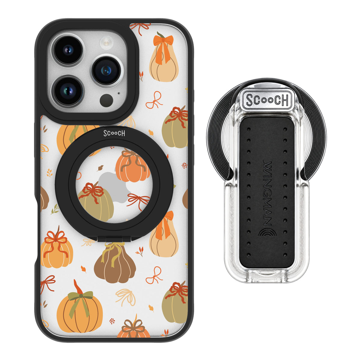 Scooch MagCase Pretty Pumpkins for iPhone 16 Pro — MagSafe Wingback Bundle - Clear