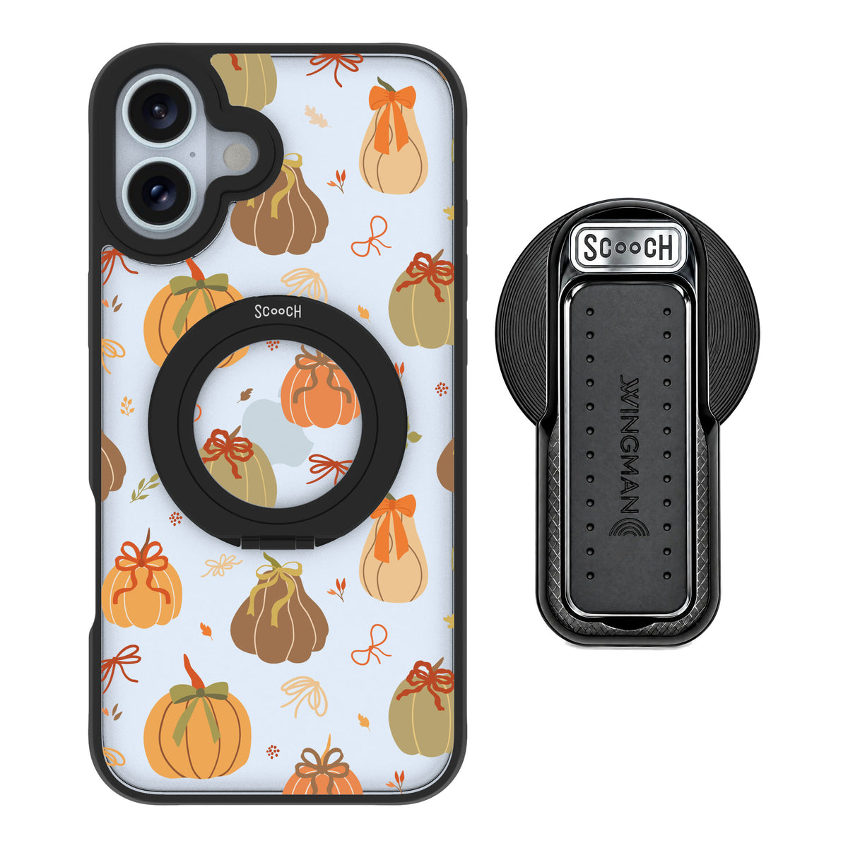 Scooch MagCase Pretty Pumpkins for iPhone 16 Plus — MagSafe Wingback Bundle - Black