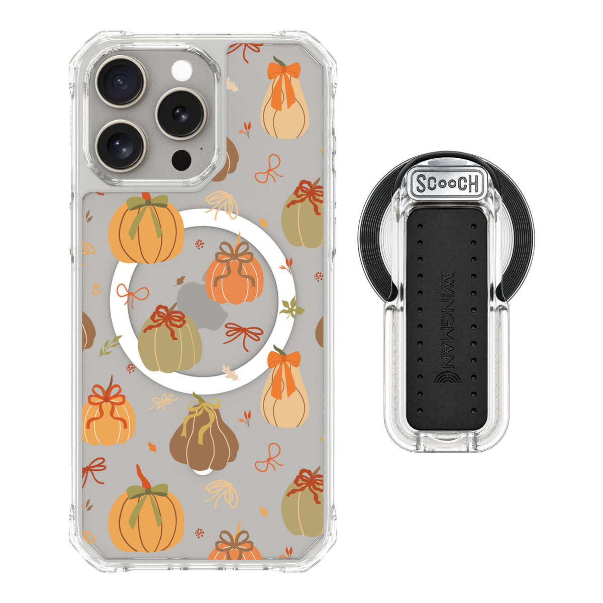 Scooch MagCase Pretty Pumpkins for iPhone 15 Pro Max — MagSafe Wingback Bundle - Clear