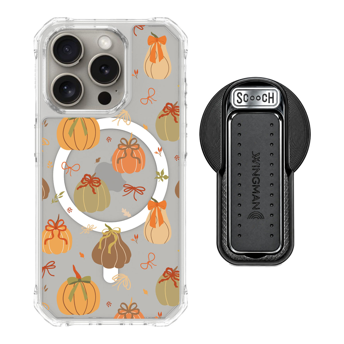 Scooch MagCase Pretty Pumpkins for iPhone 15 Pro — MagSafe Wingback Bundle - Black