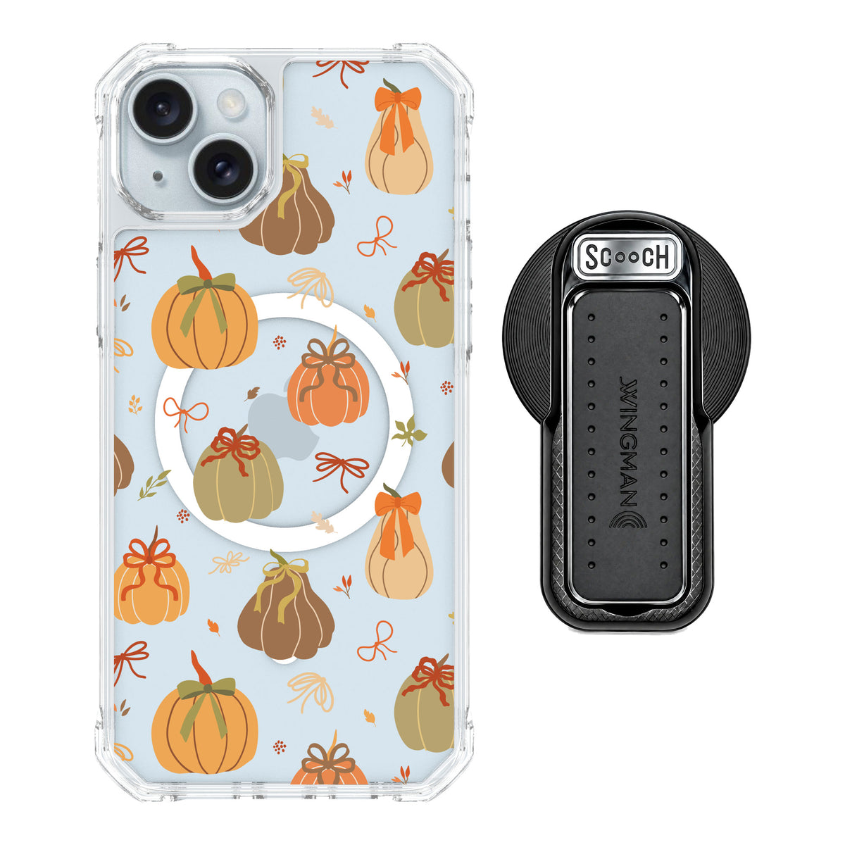 Scooch MagCase Pretty Pumpkins for iPhone 15 Plus — MagSafe Wingback Bundle - Black