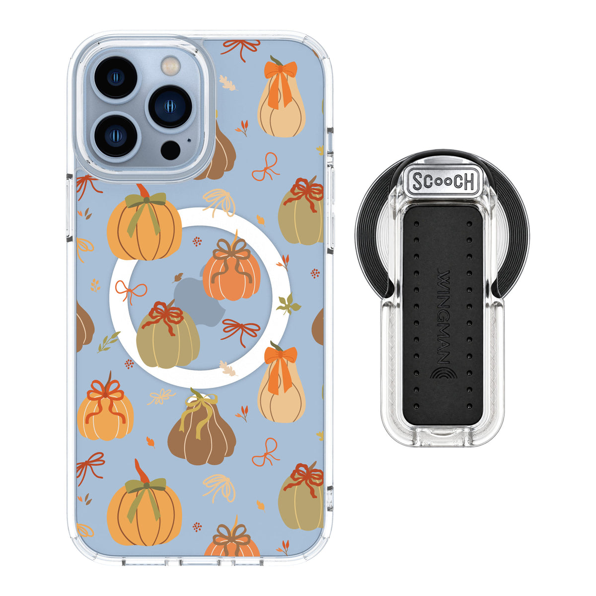 Scooch MagCase Pretty Pumpkins for iPhone 13 Pro Max — MagSafe Wingback Bundle - Clear