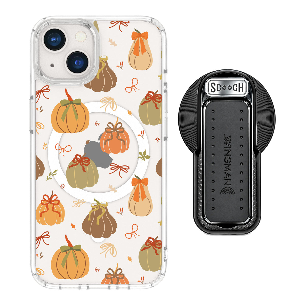 Scooch MagCase Pretty Pumpkins for iPhone 13 — MagSafe Wingback Bundle - Black