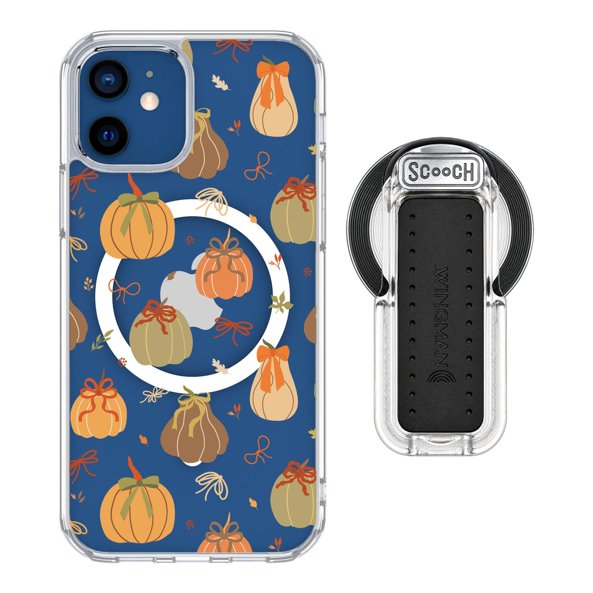 Scooch MagCase Pretty Pumpkins for iPhone 12 — MagSafe Wingback Bundle - Clear